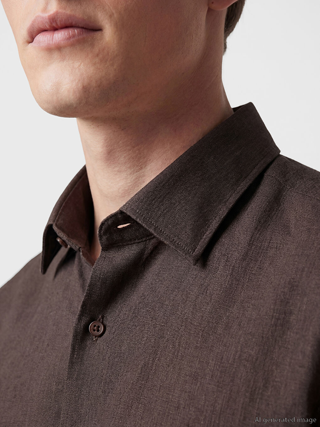 Kahverengi Regular Fit Gabardin Erkek Gömlek-2