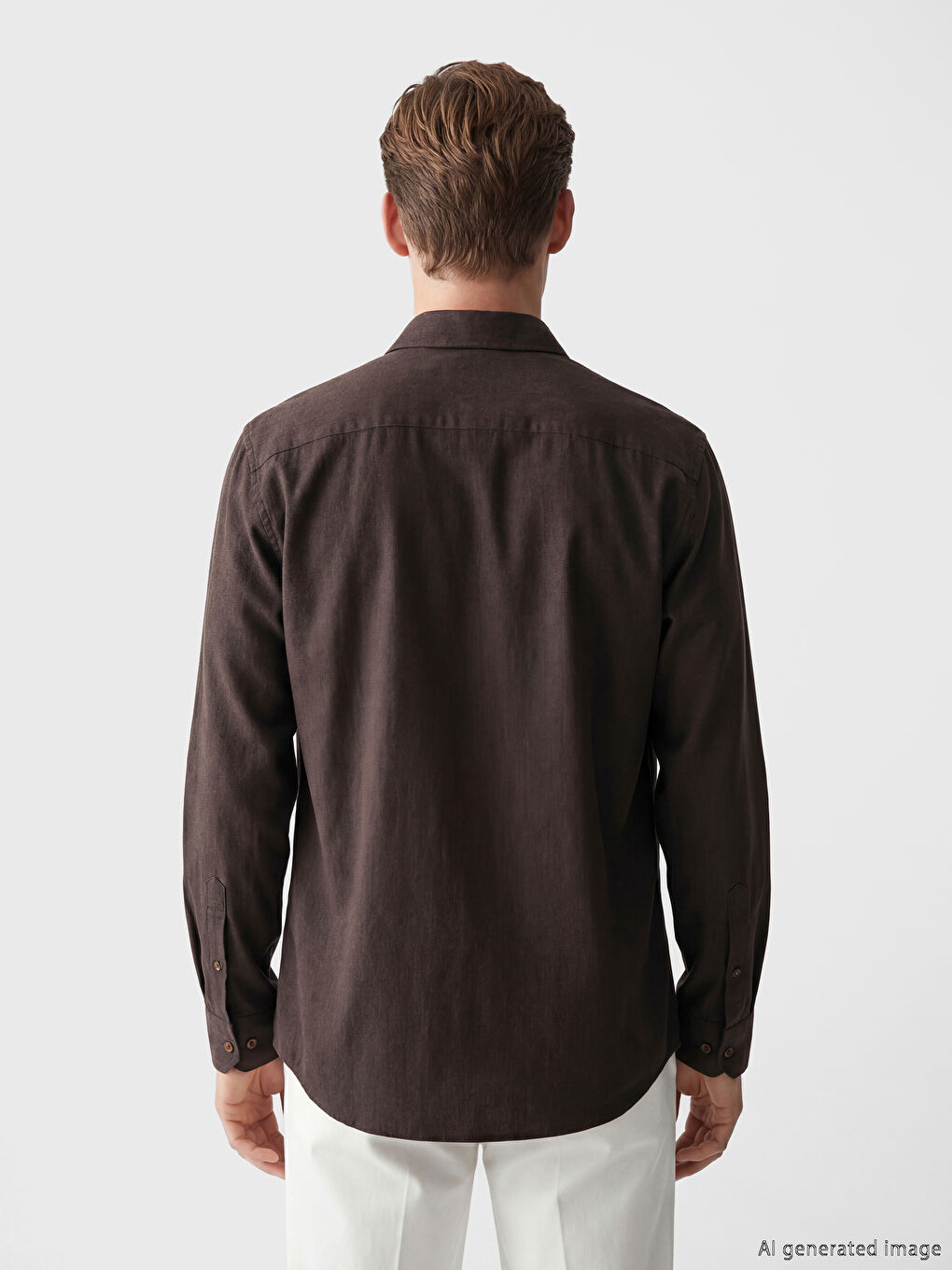 Kahverengi Regular Fit Gabardin Erkek Gömlek-3