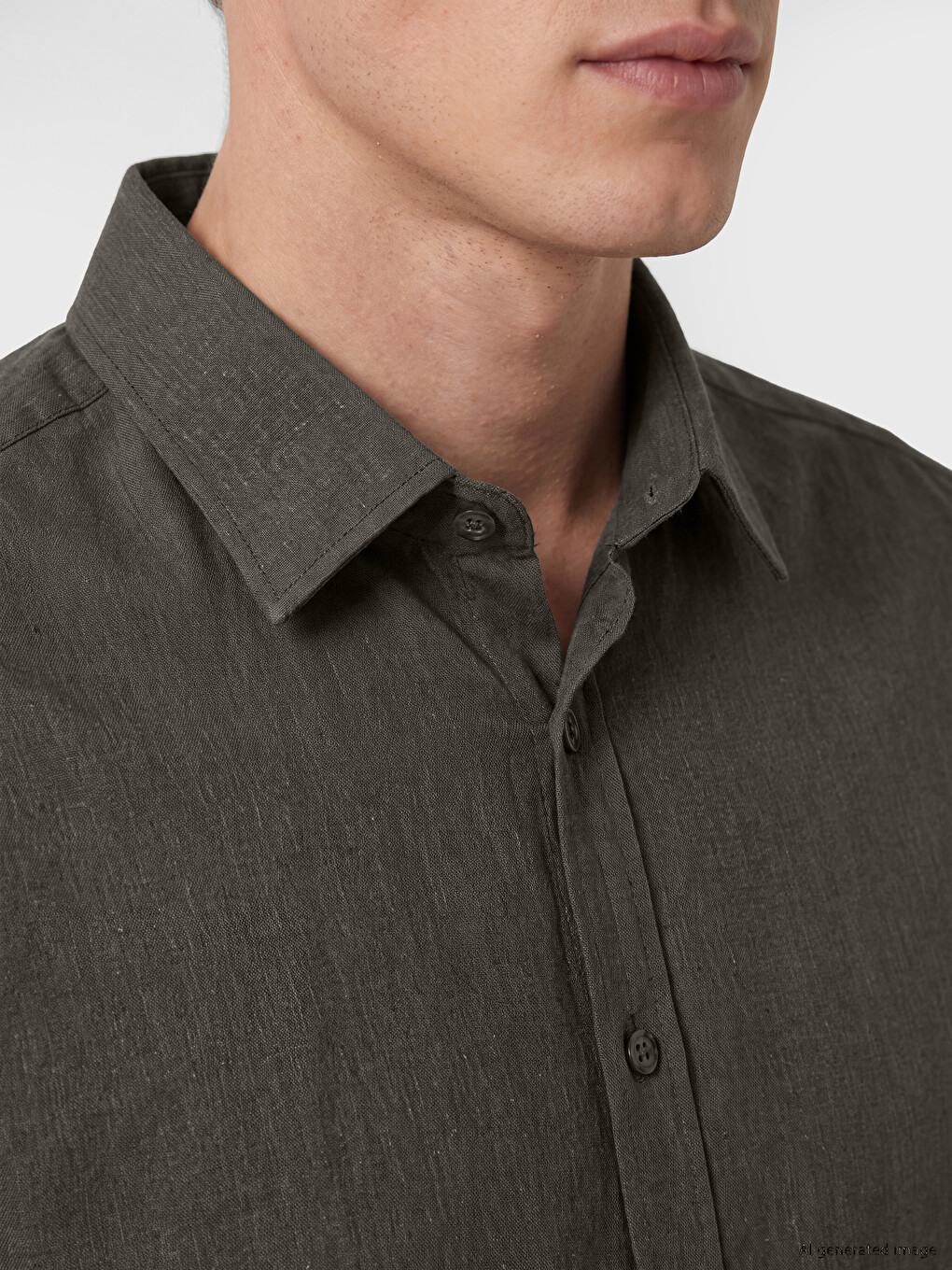 Haki Regular Fit Gabardin Erkek Gömlek-2