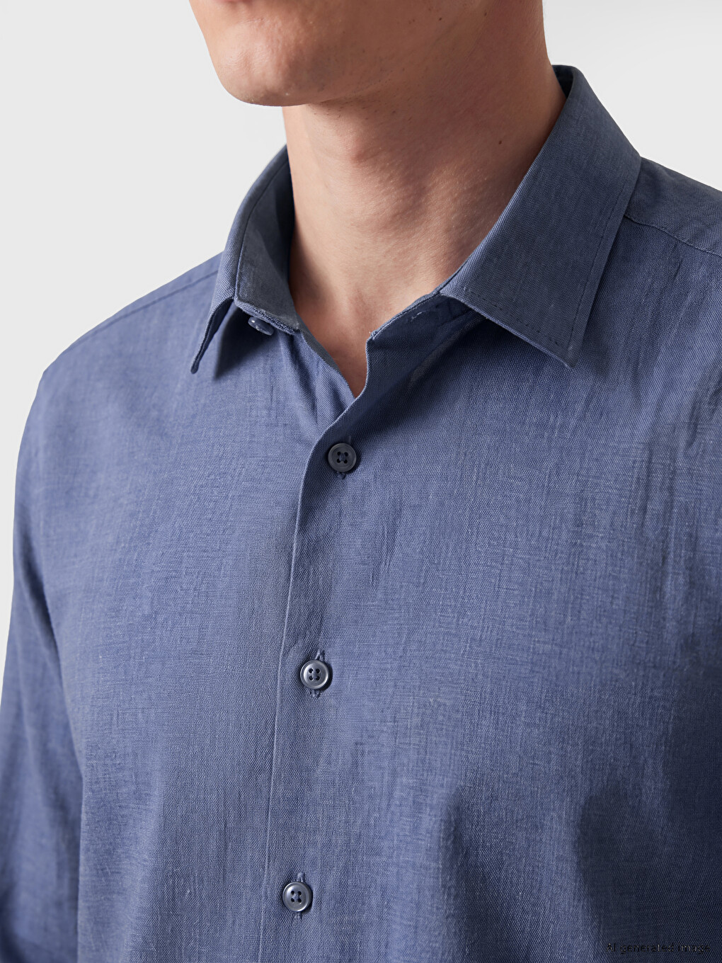 Lacivert Regular Fit Gabardin Erkek Gömlek-2