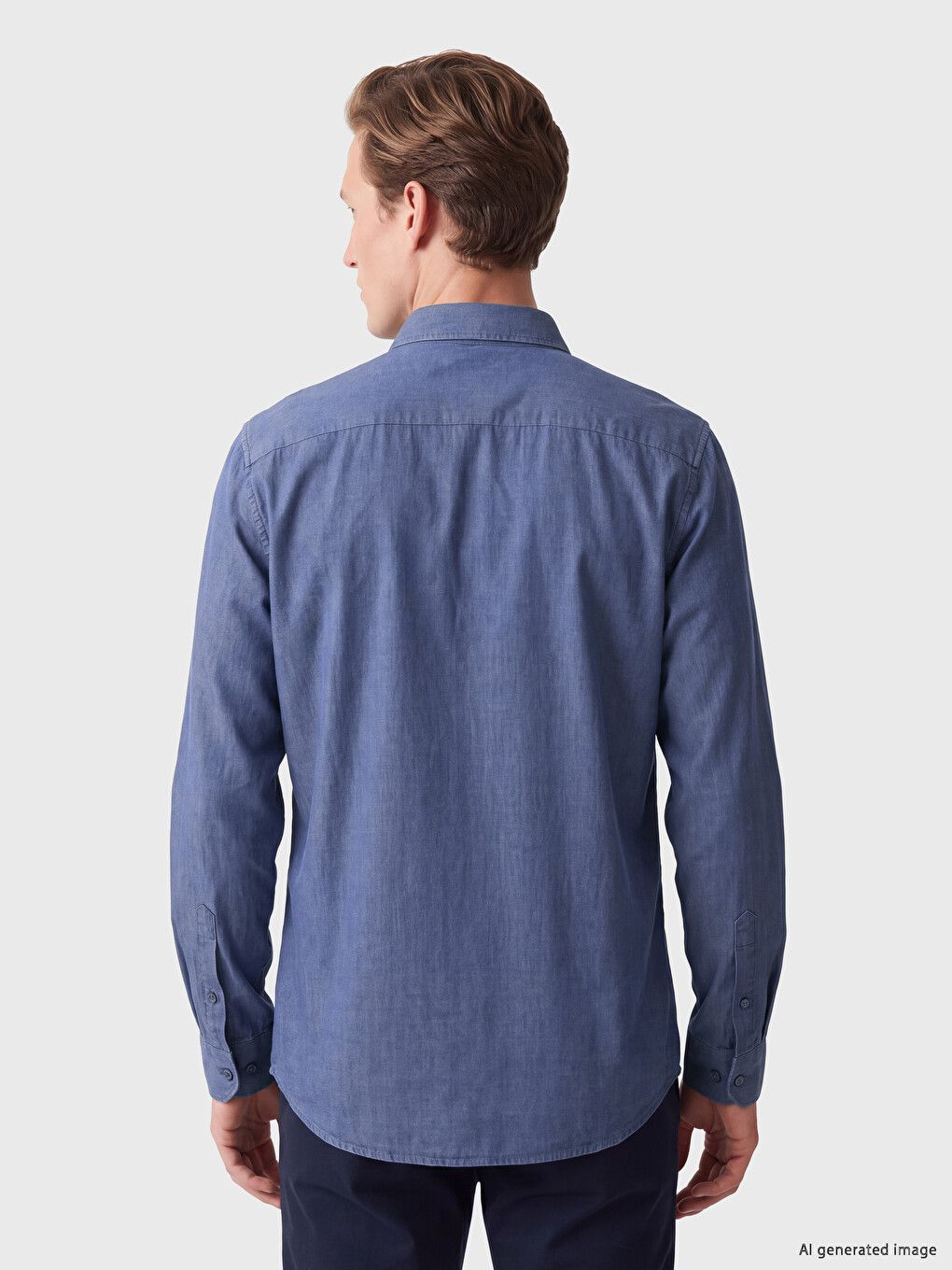 Lacivert Regular Fit Gabardin Erkek Gömlek-3