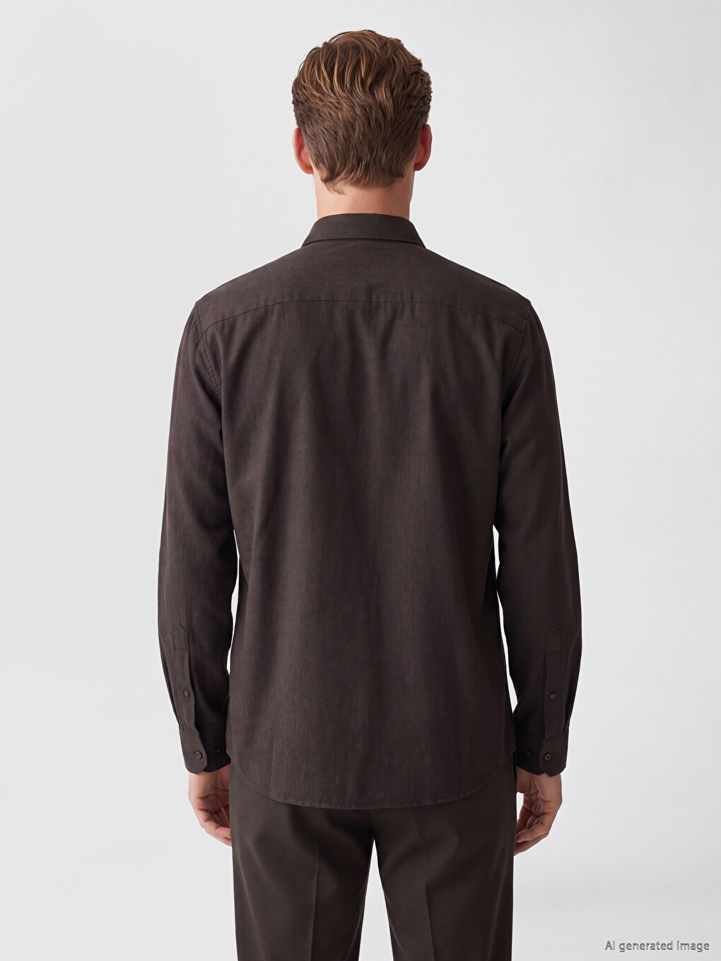 Kahverengi Regular Fit Erkek Gabardin Gömlek-3