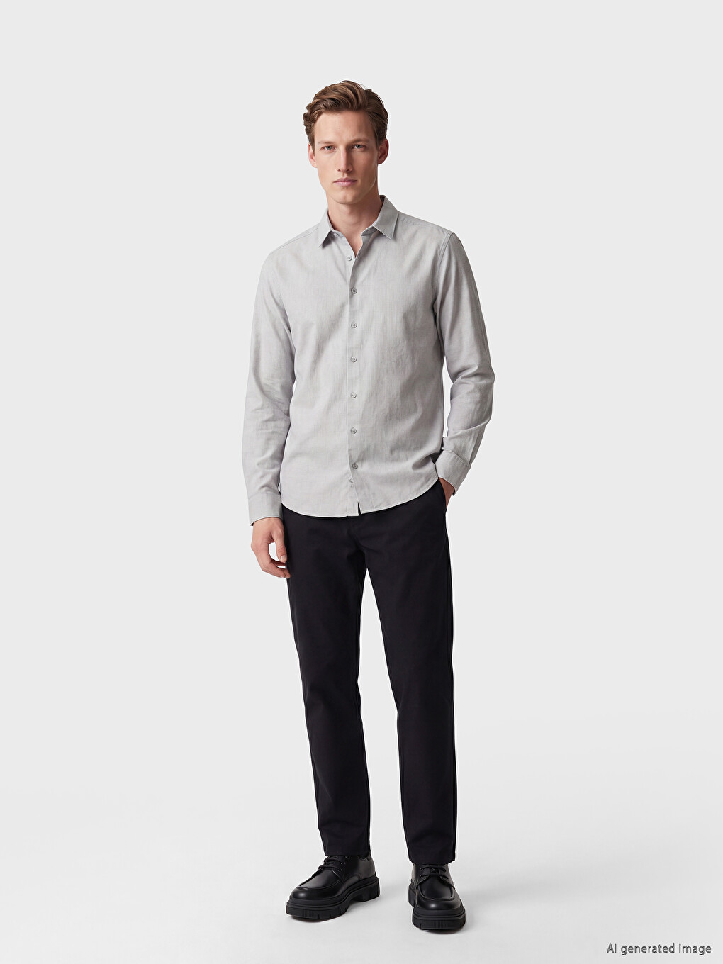 Regular Fit Gabardine Men's Shirt-1
