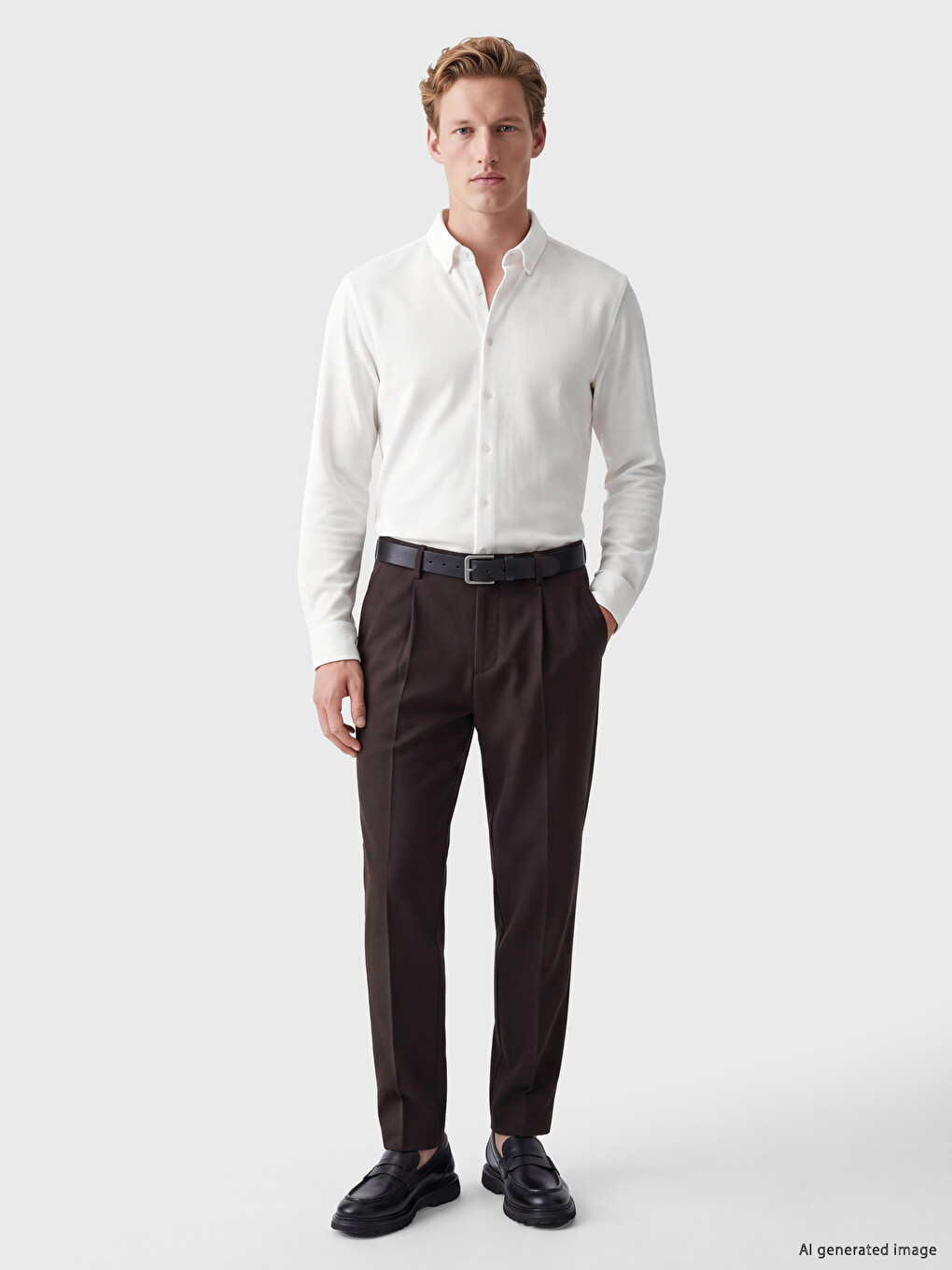 Beyaz Slim Fit Dokulu Erkek Gömlek-1