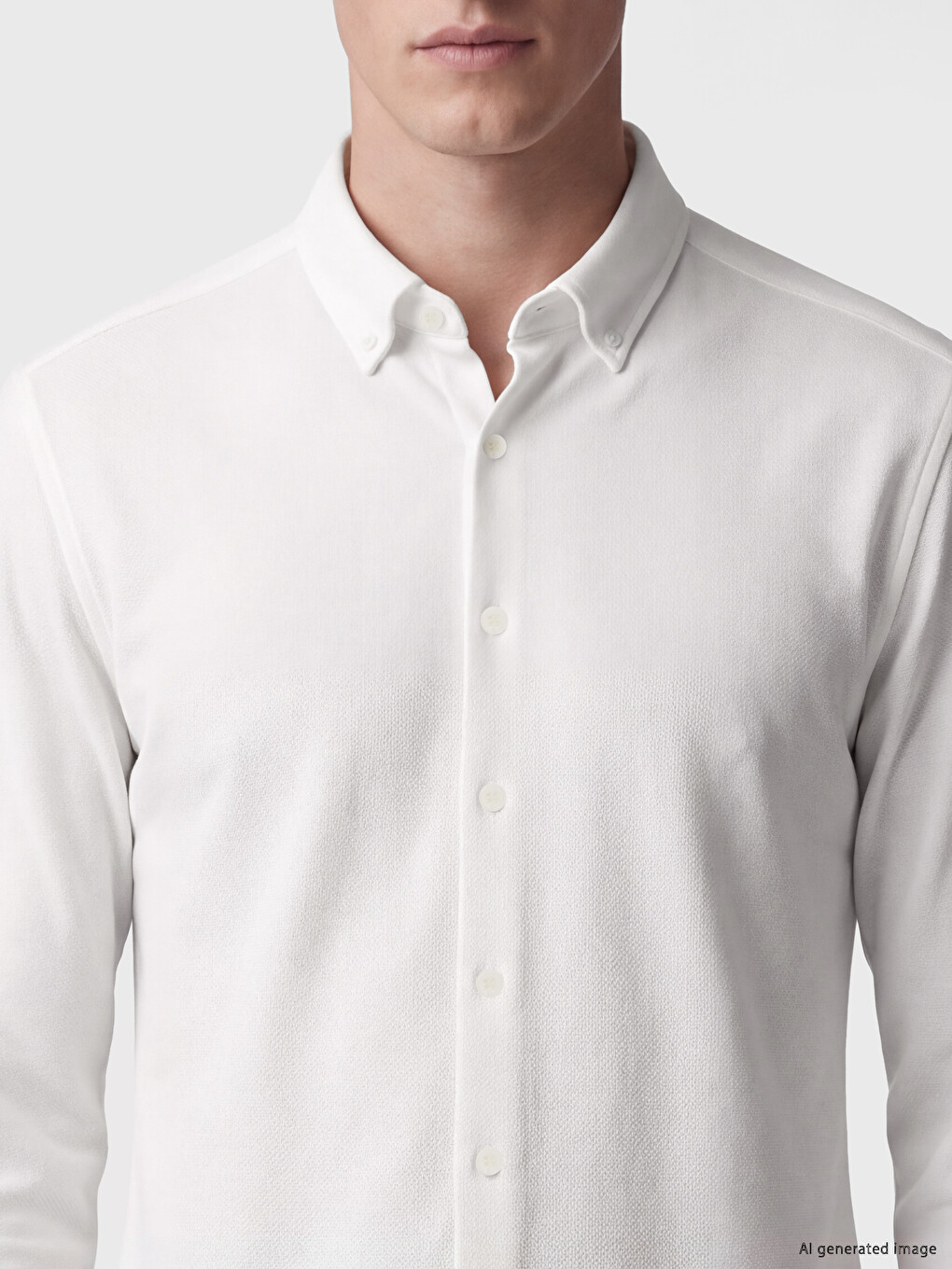 Beyaz Slim Fit Dokulu Erkek Gömlek-2