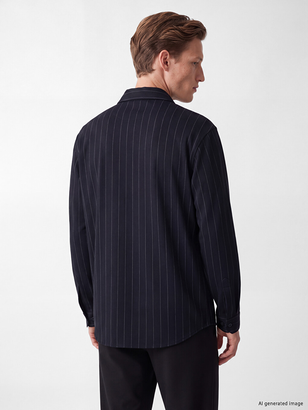 Këmishë Me Shirita Slim Fit Për Burra-3
