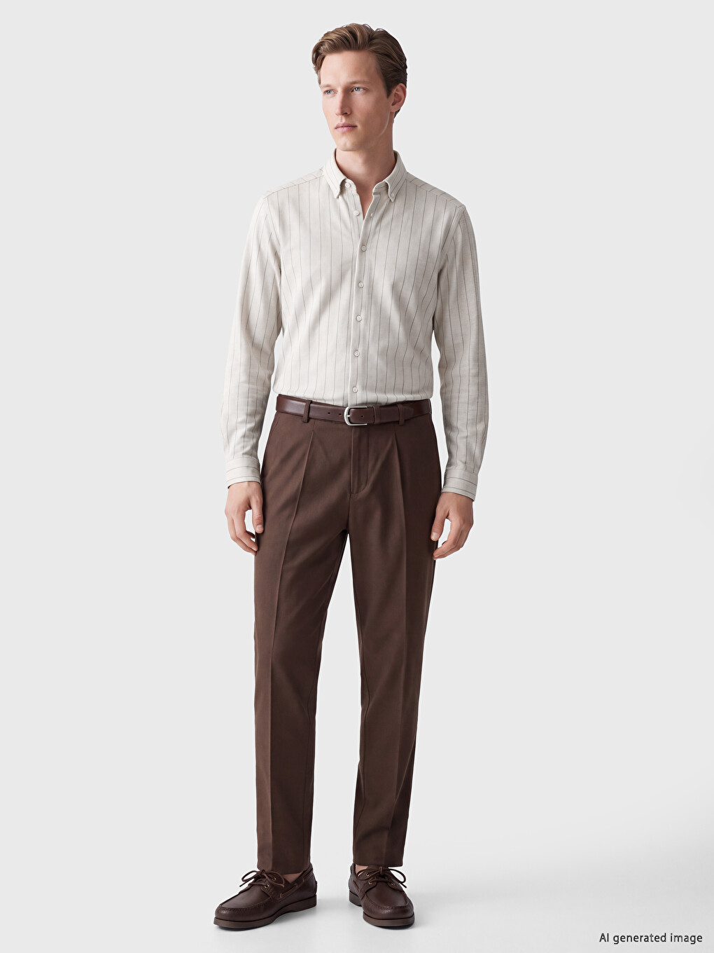 Këmishë Me Shirita Slim Fit Për Burra-1