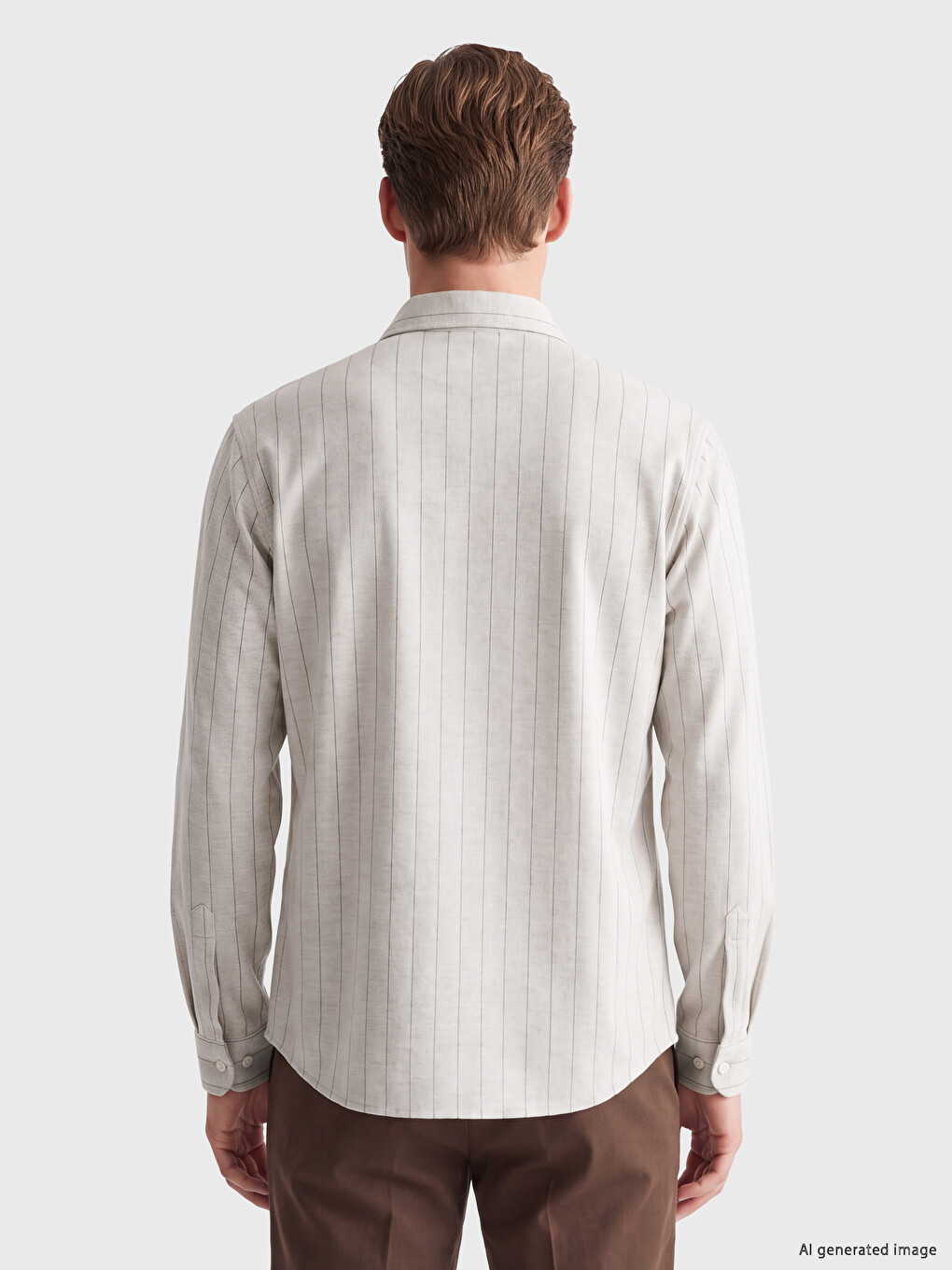 Këmishë Me Shirita Slim Fit Për Burra-3