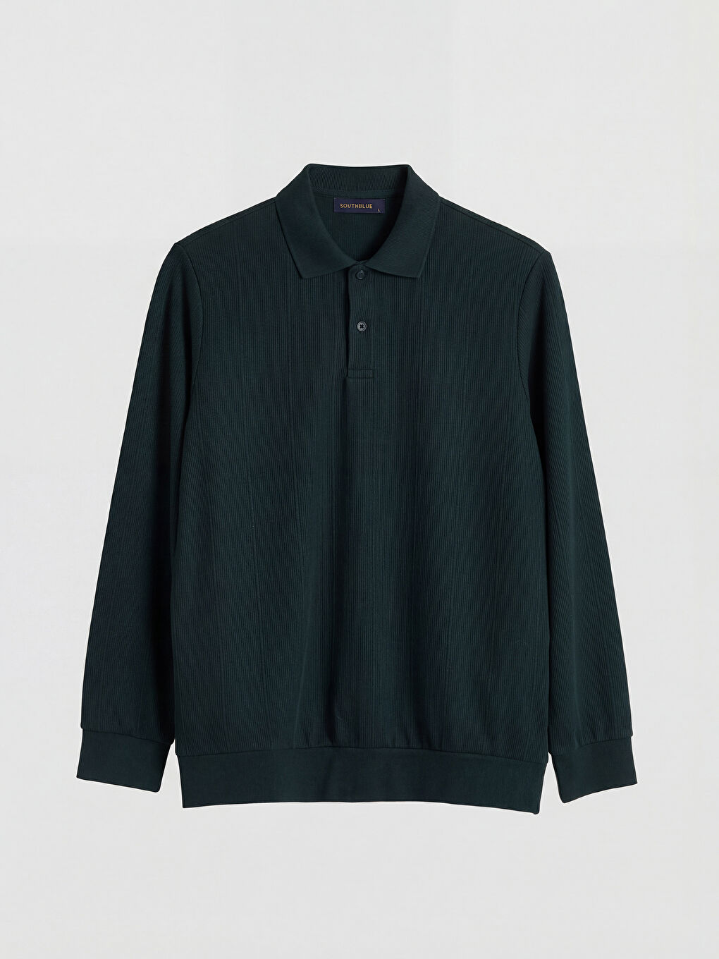 Yeşil Polo Yaka Çizgili Erkek Sweatshirt