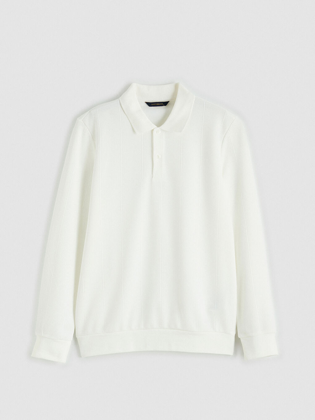 Ekru Polo Yaka Çizgili Erkek Sweatshirt-3