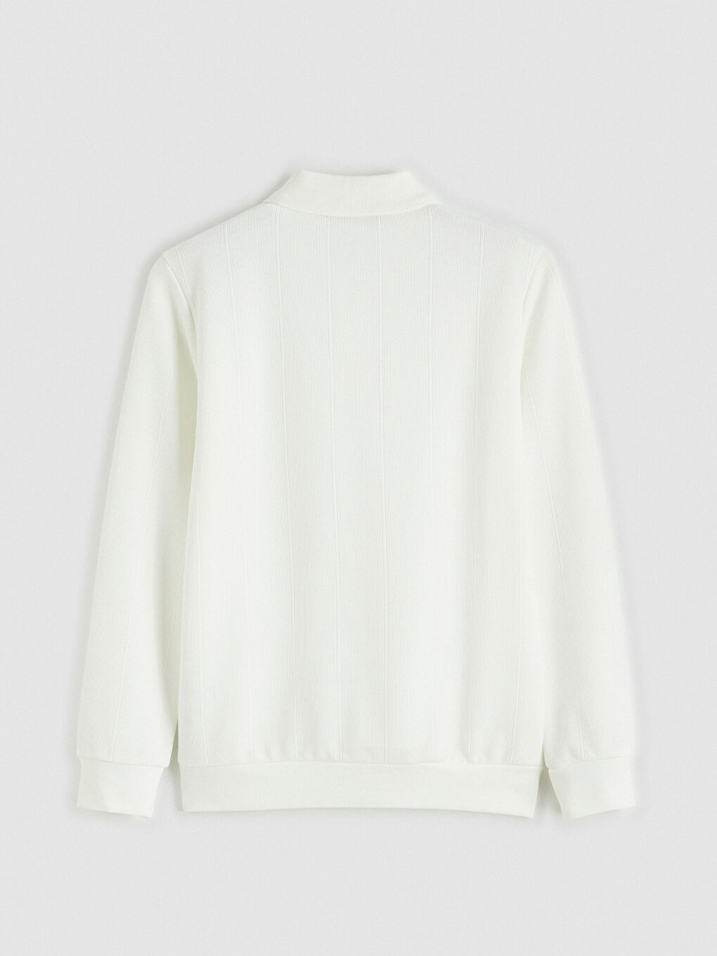 Ekru Polo Yaka Çizgili Erkek Sweatshirt-4