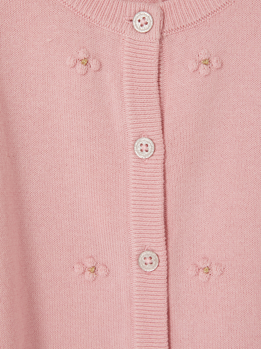 Crew Neck Girls' Knitwear Embroidered Cardigan-1