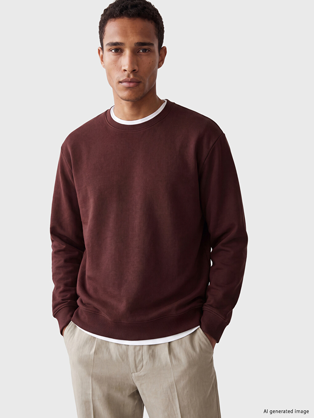 Crew Neck Men's Thick Sweatshirt-1