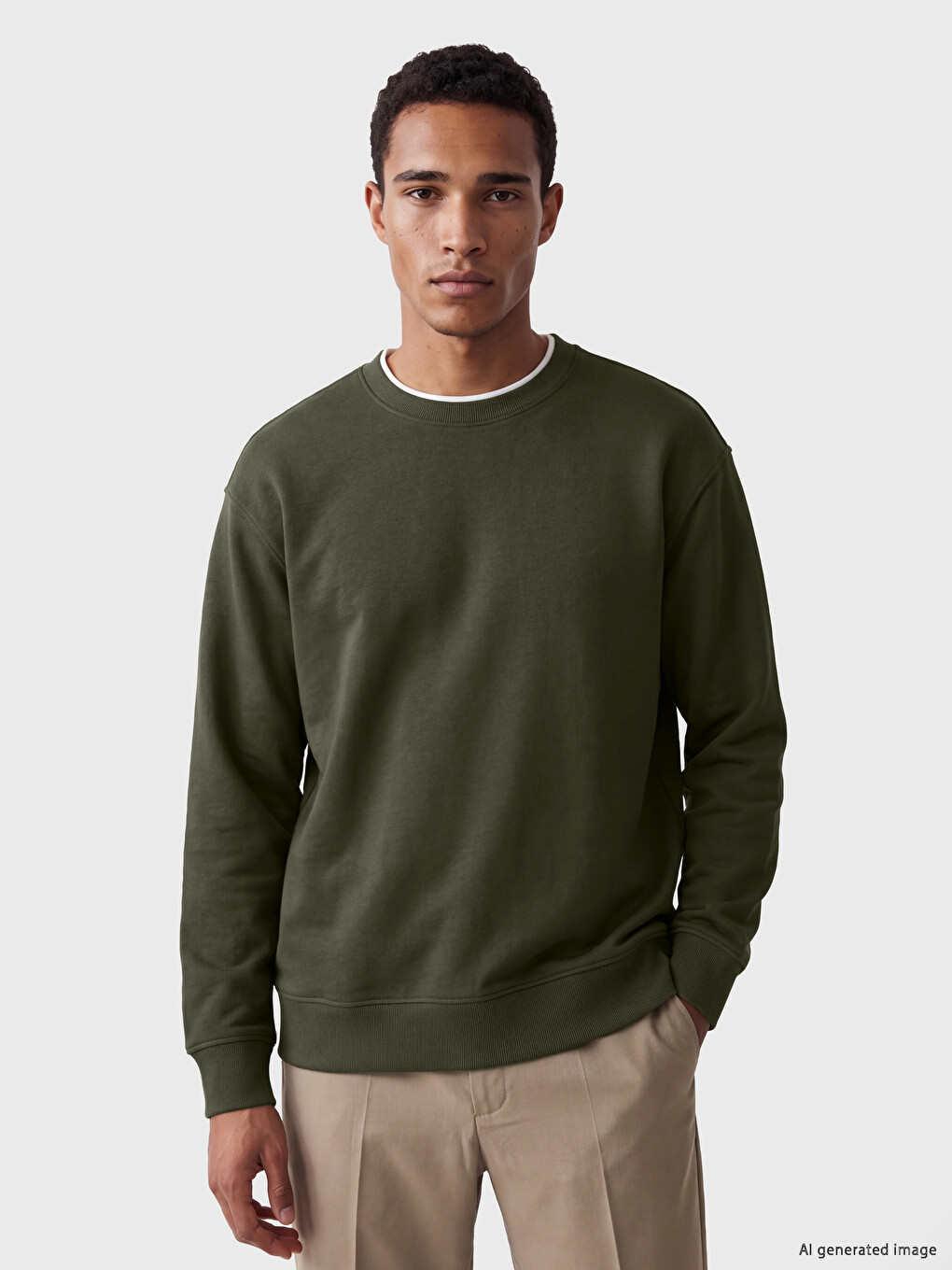 Crew Neck Men's Thick Sweatshirt-1