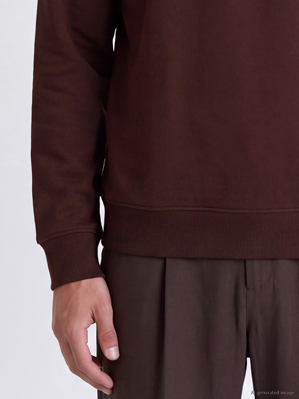 Bisiklet Yaka Erkek Kalın Sweatshirt-2