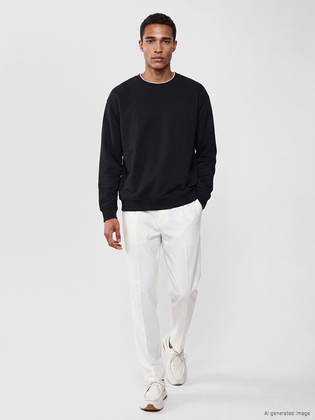 Crew Neck Men's Thick Sweatshirt-1