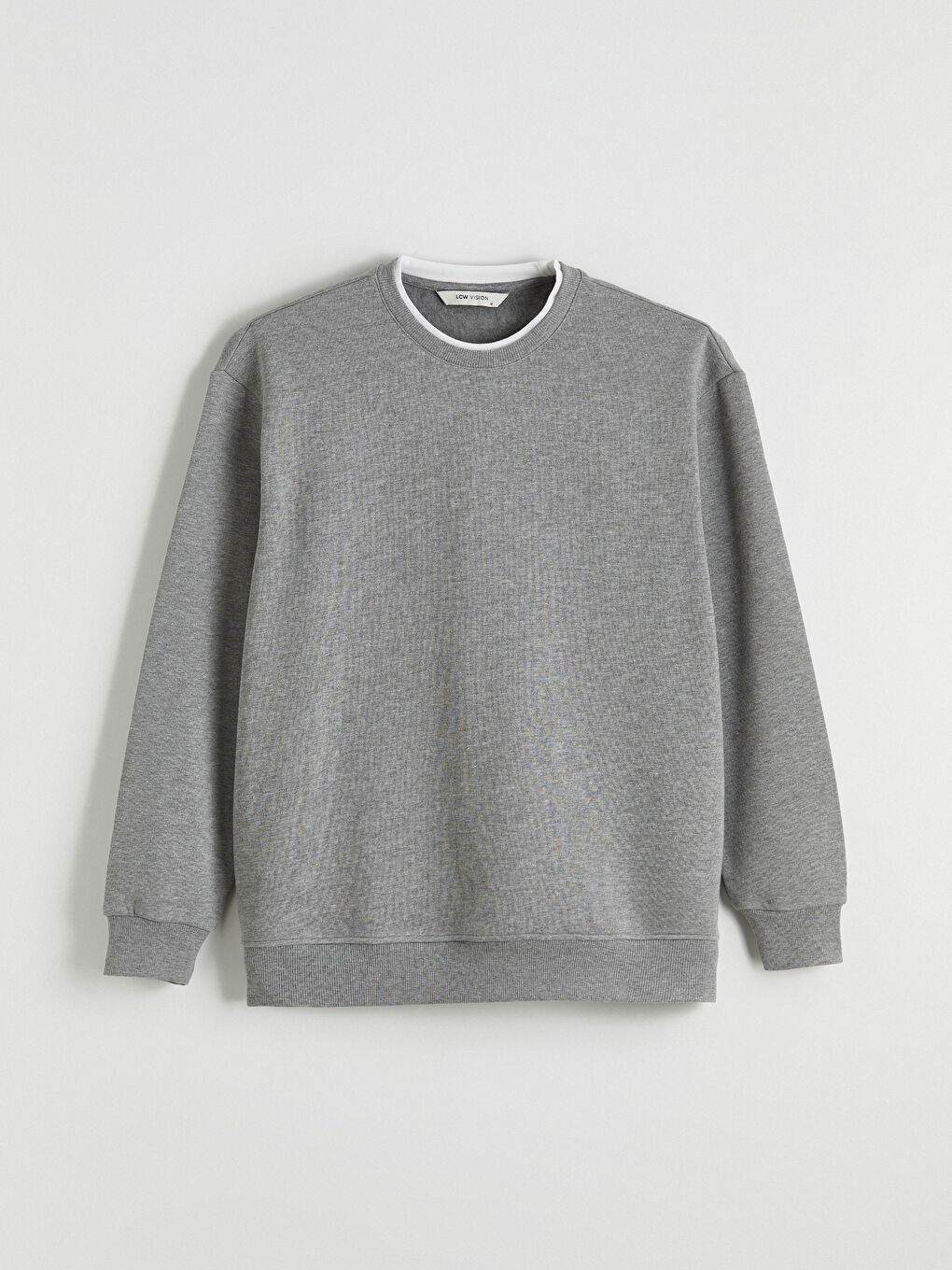 Gri Bisiklet Yaka Erkek Sweatshirt-4