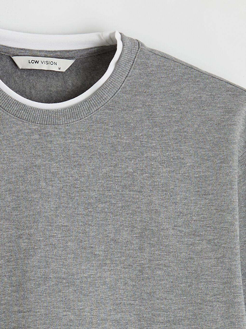 Gri Bisiklet Yaka Erkek Sweatshirt-5