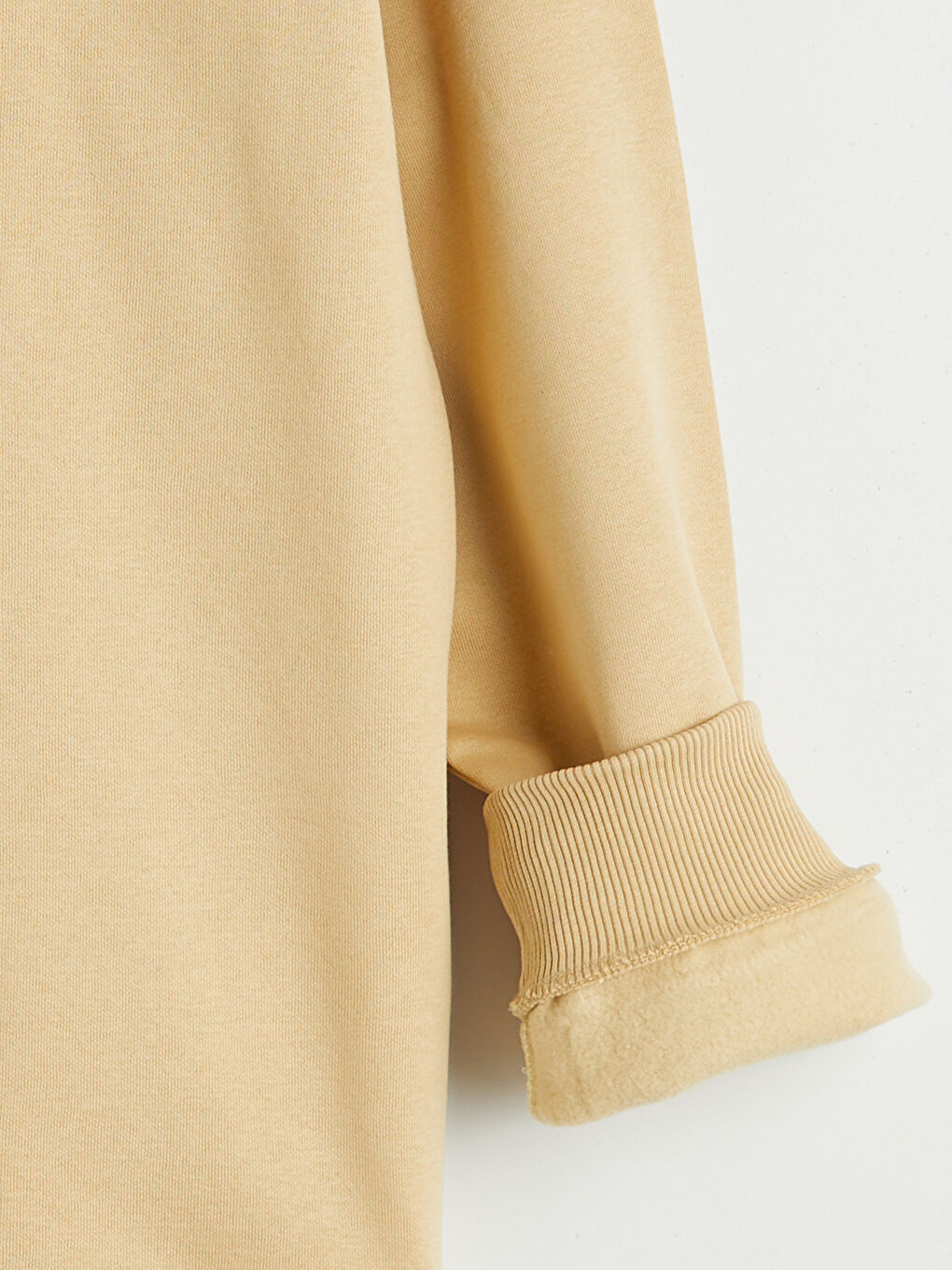 Bej Bisiklet Yaka Erkek Sweatshirt-5