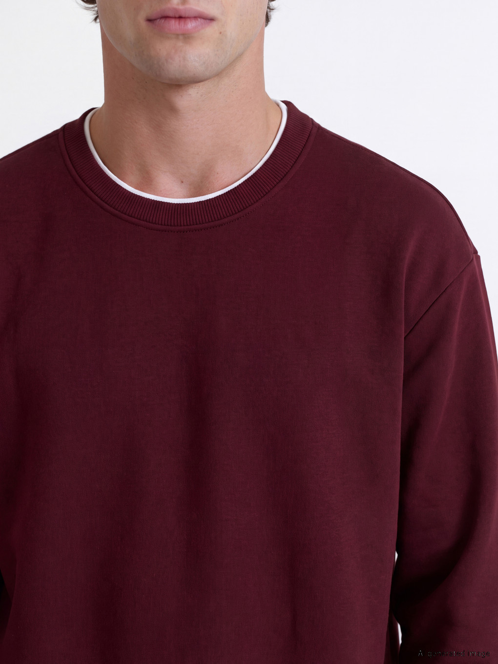 Bordo Bisiklet Yaka Erkek Kalın Sweatshirt-2