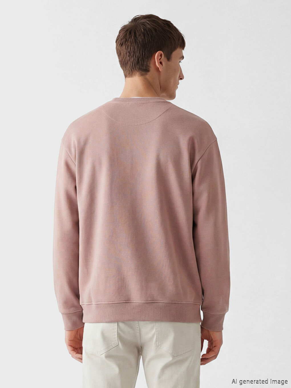 Kahverengi Bisiklet Yaka Erkek Sweatshirt-3