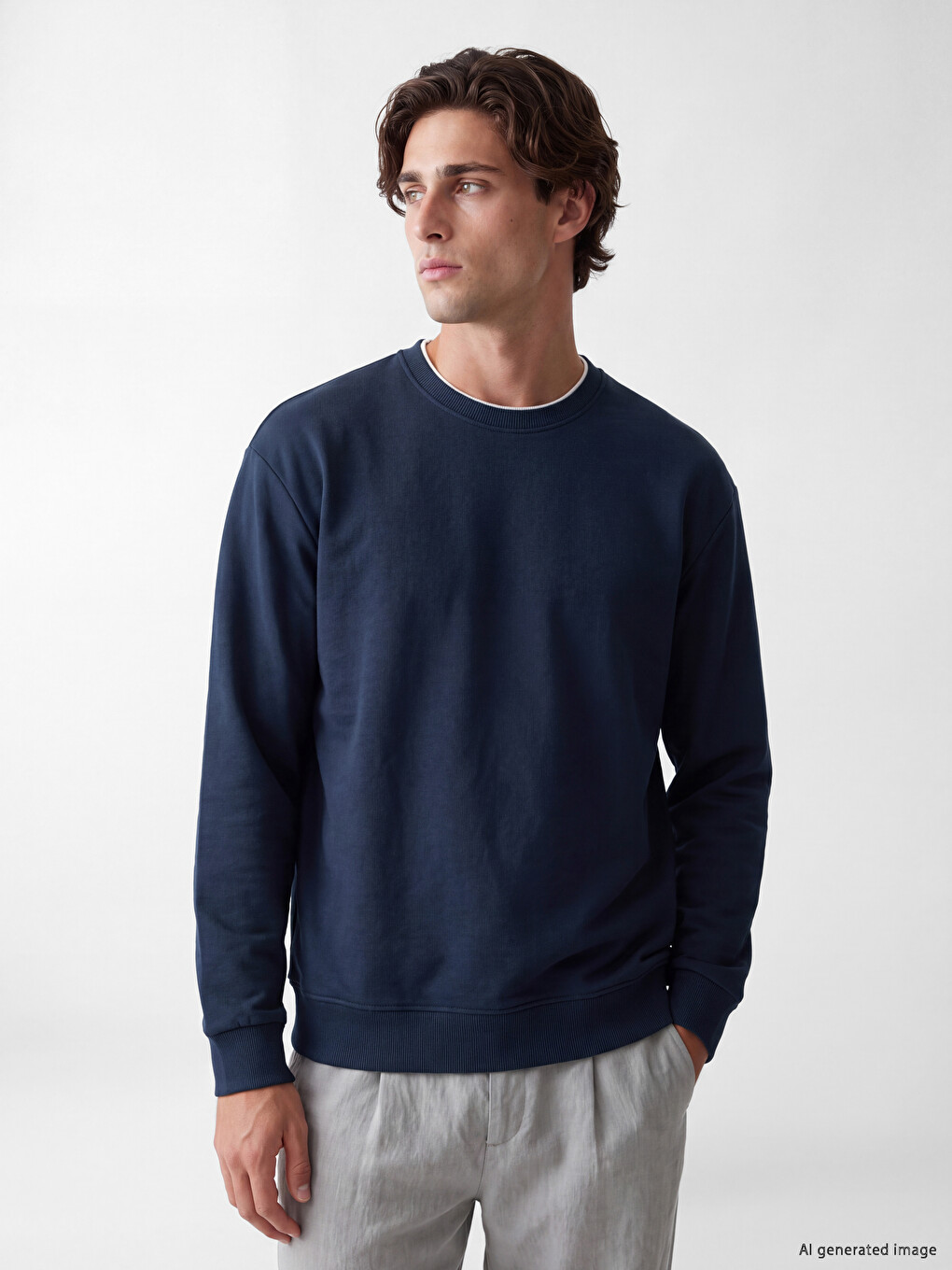 Crew Neck Men's Thick Sweatshirt