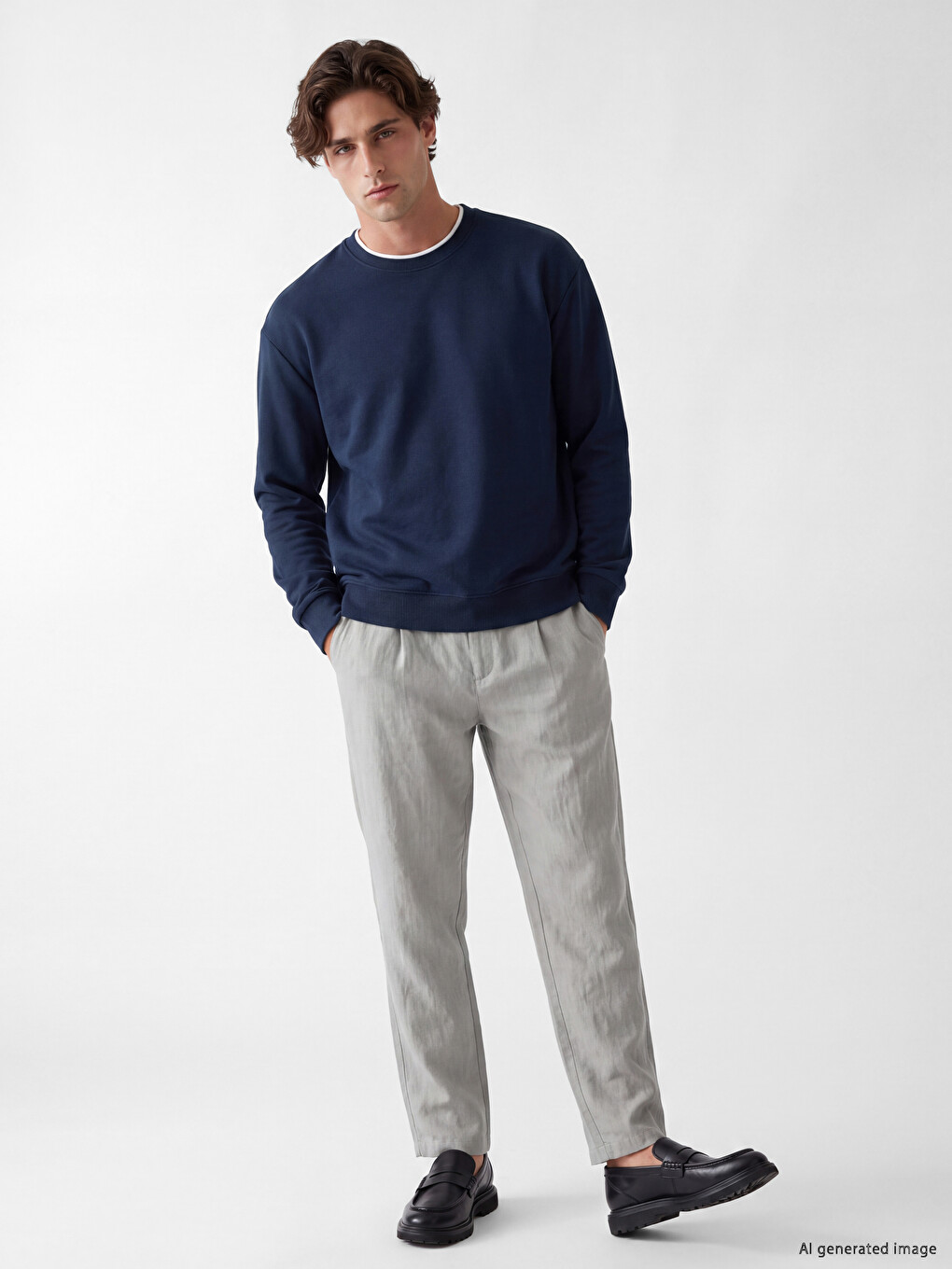 Crew Neck Men's Thick Sweatshirt-1