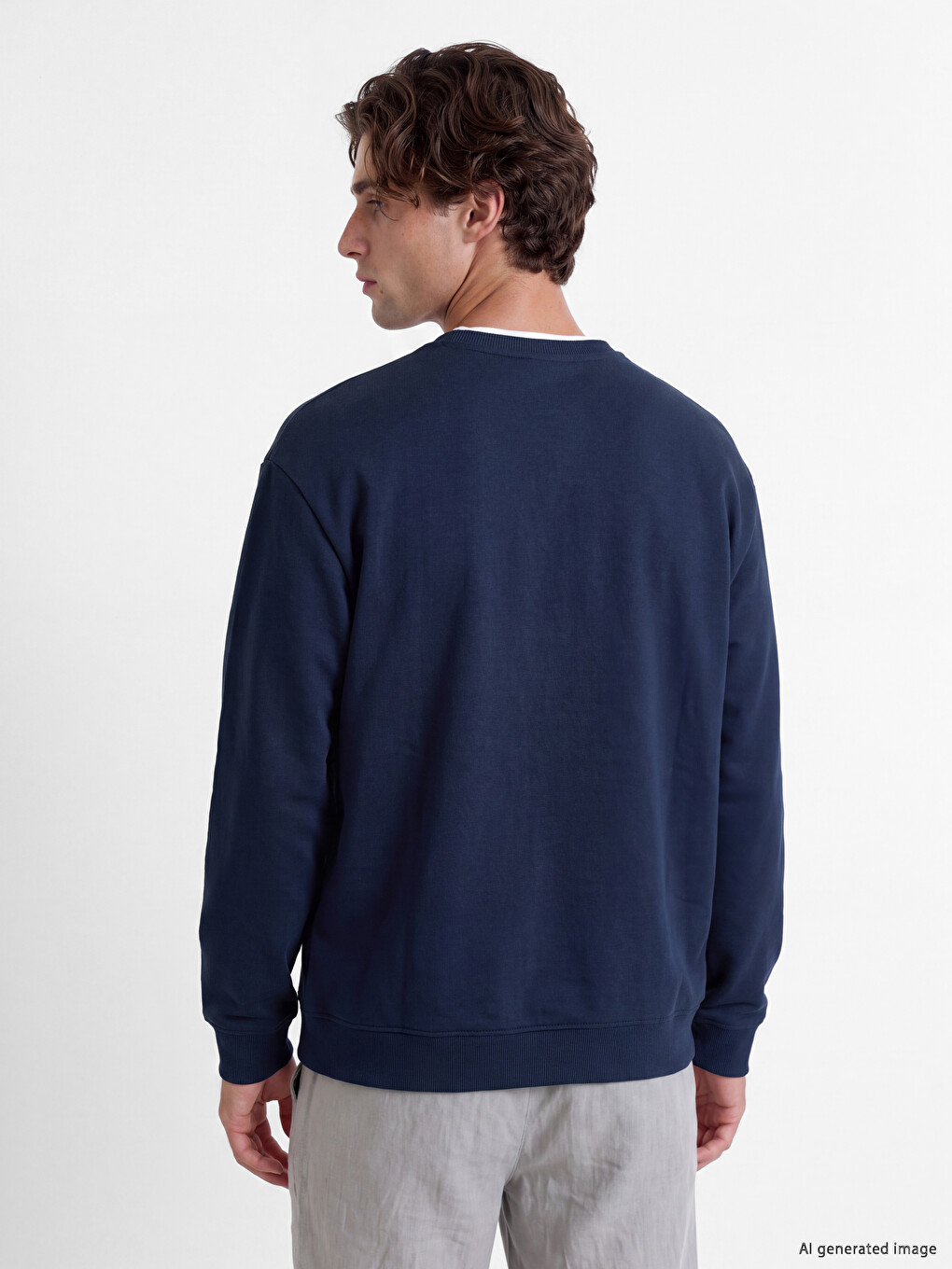 Crew Neck Men's Thick Sweatshirt-3