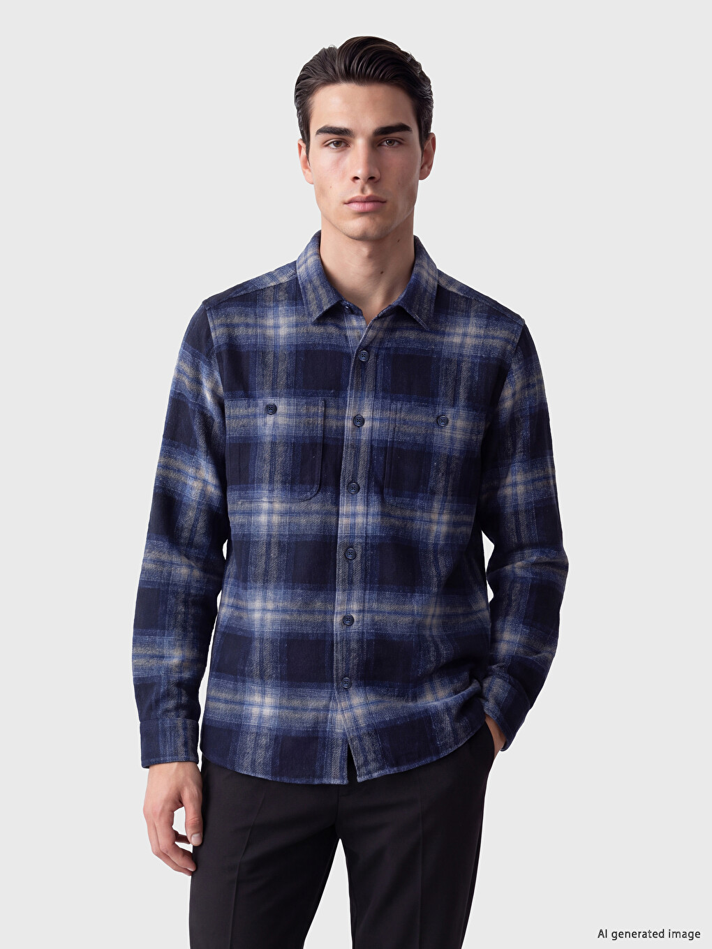 Relax Fit Plaid Gabardine Men's Shirt