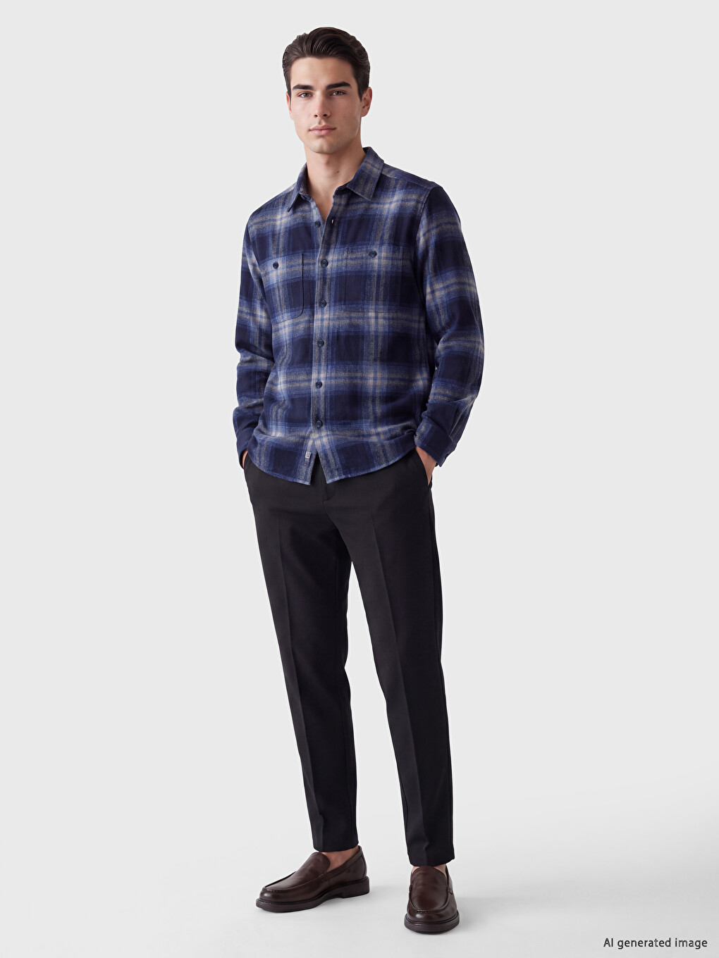 Relax Fit Plaid Gabardine Men's Shirt-1
