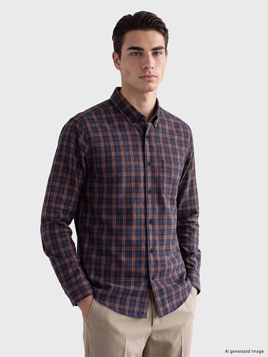 Kahverengi Regular Fit Gabardin Erkek Gömlek