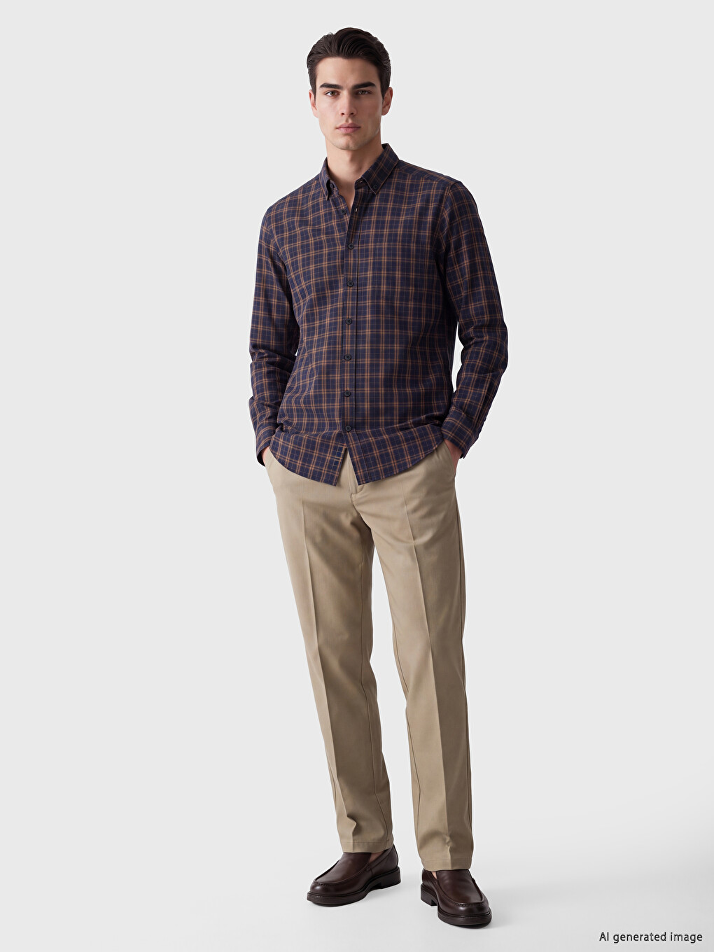 Kahverengi Regular Fit Gabardin Erkek Gömlek-1