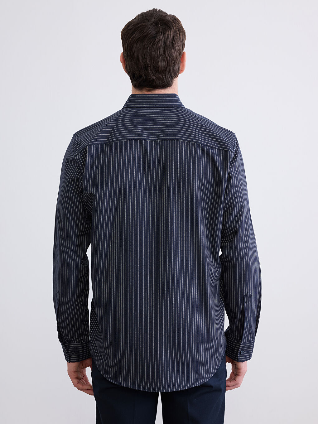 İndigo Regular Fit Çizgili Erkek Gömlek-3