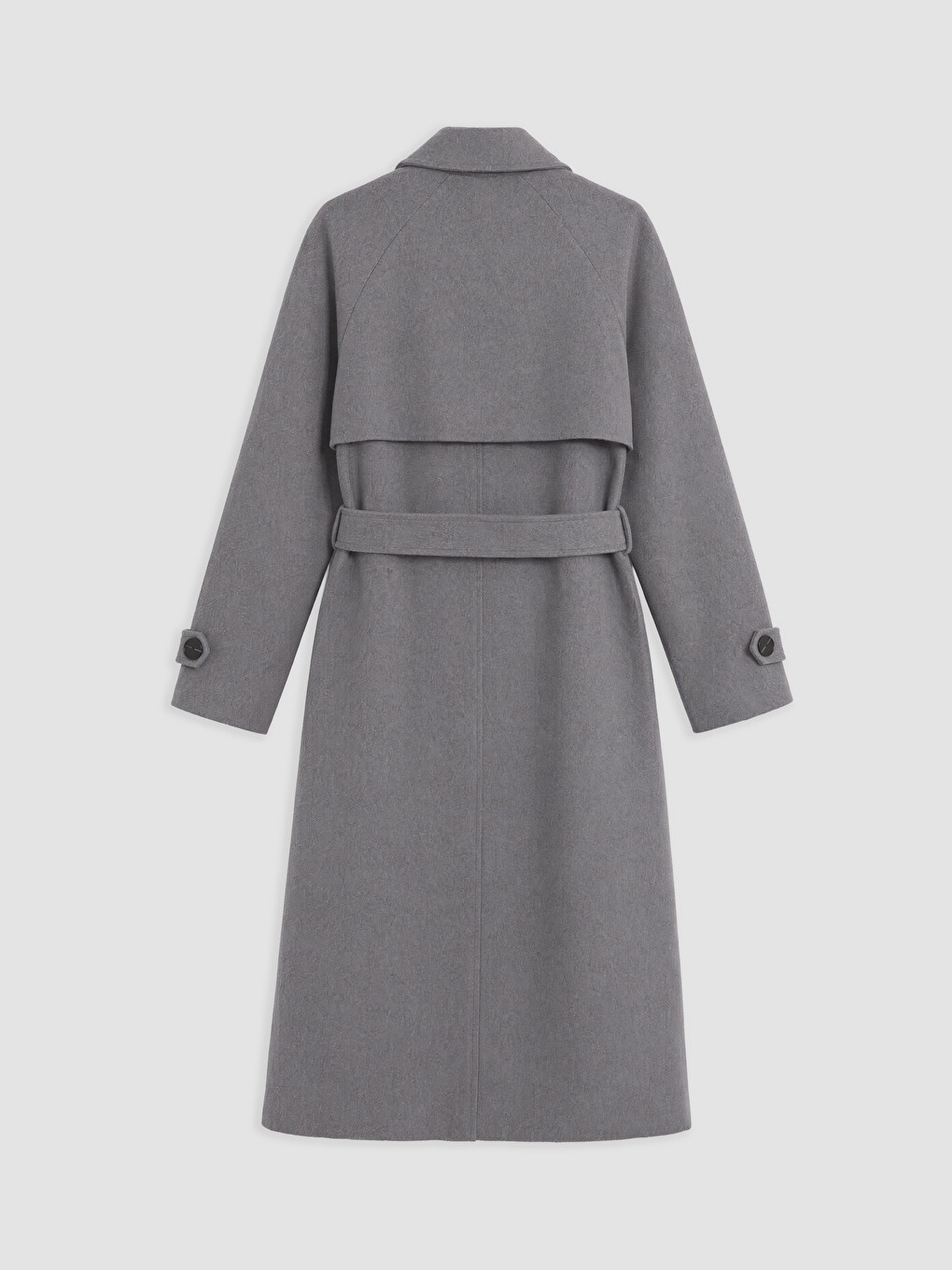 Gri Kruvaze Yaka Oversize Kadın Kaşe Kaban-6