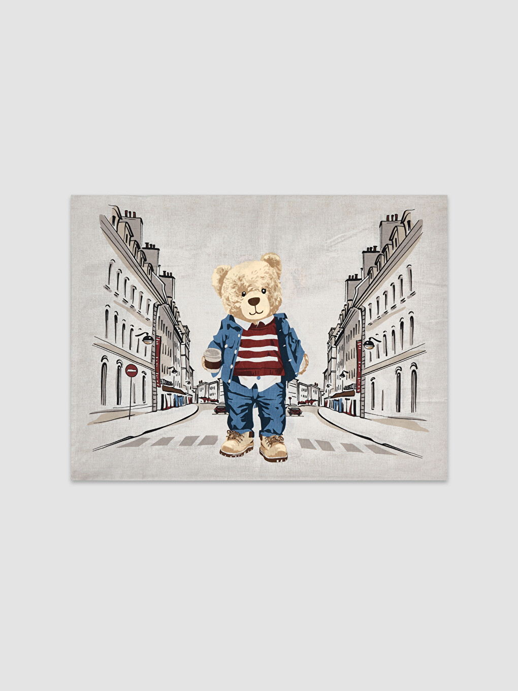 Bear Printed Cotton Double Duvet Cover Set-3
