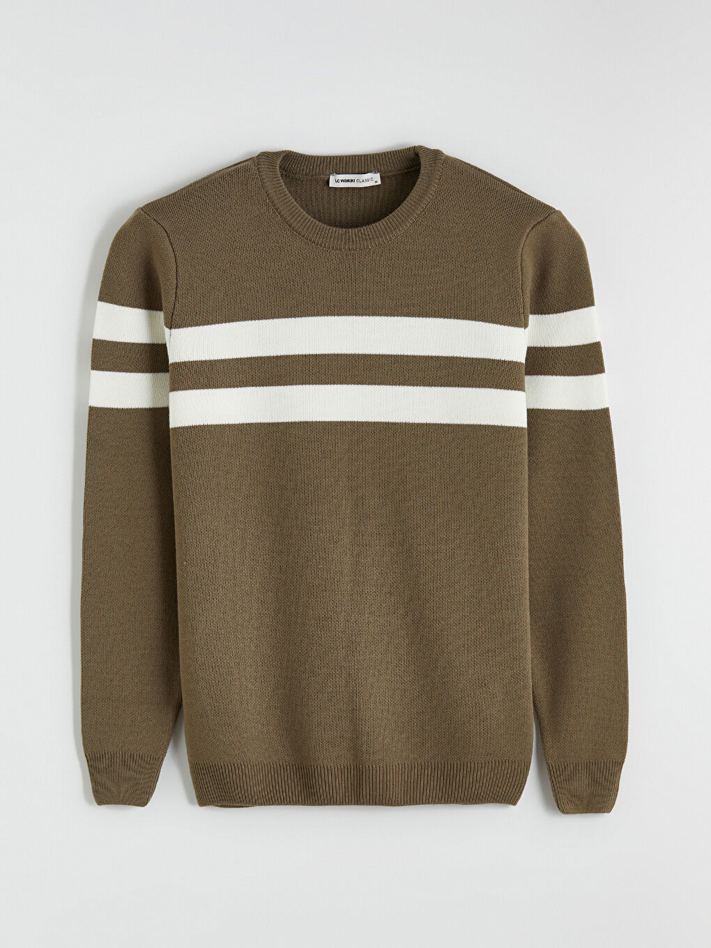 Turuncu Çizgili Erkek Triko Kazak-4