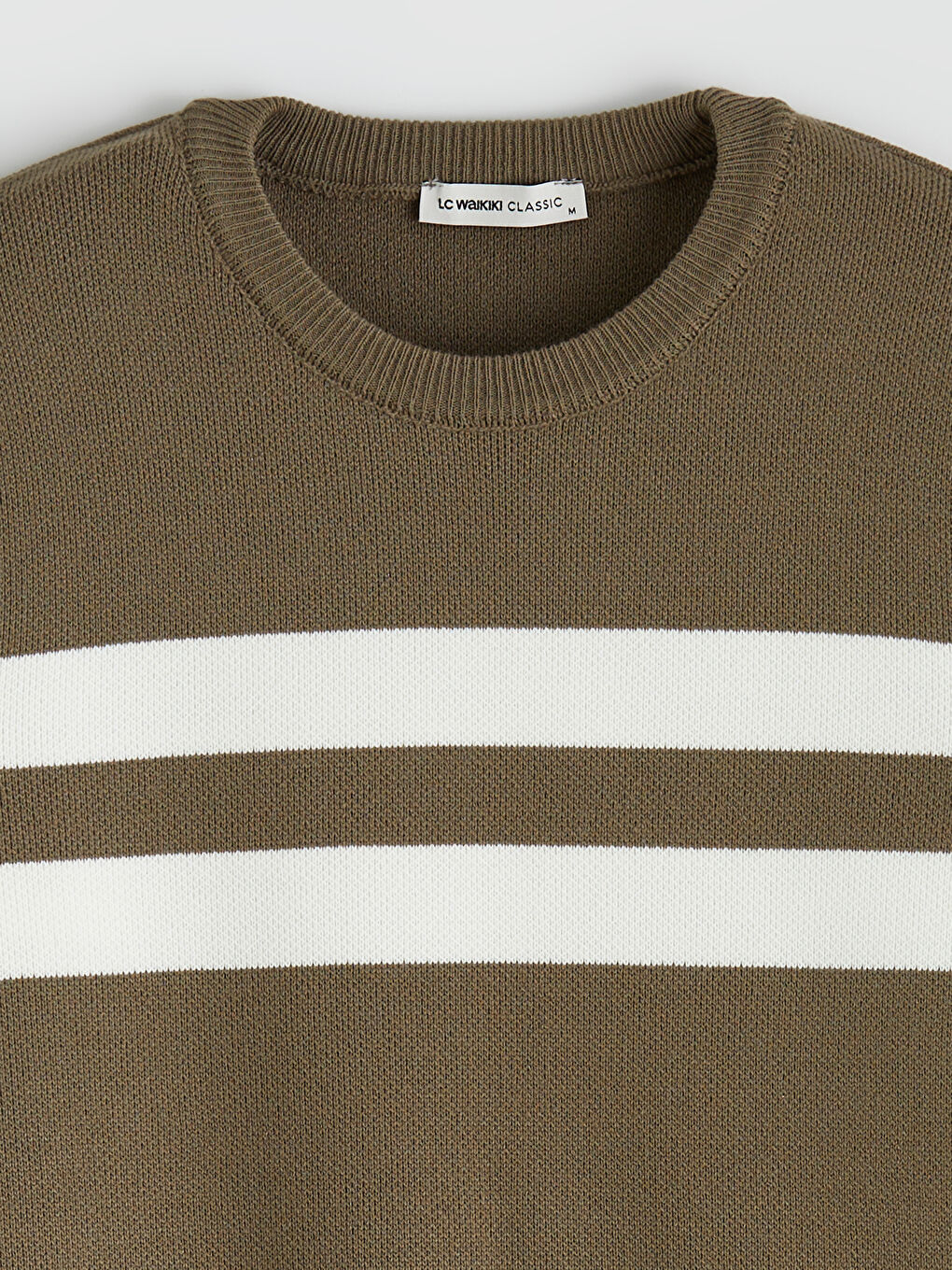 Turuncu Çizgili Erkek Triko Kazak-5