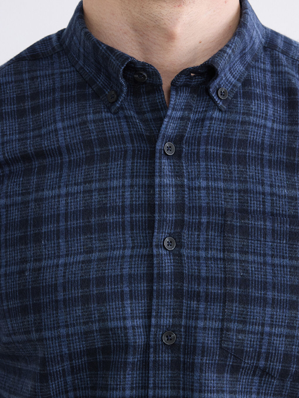 Mavi Regular Fit Yün Karışımlı Gabardin Erkek Ekose Gömlek-2