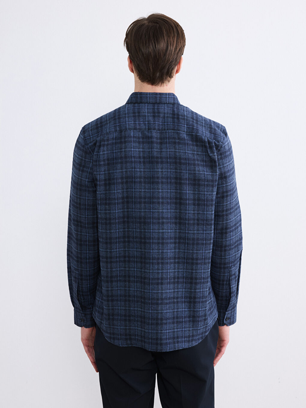 Mavi Regular Fit Yün Karışımlı Gabardin Erkek Ekose Gömlek-3