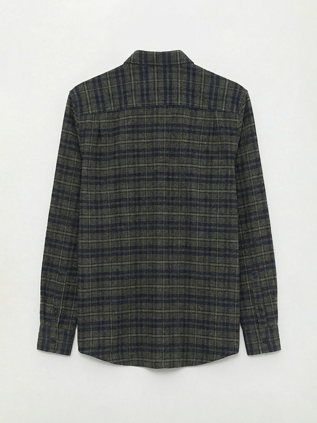 Haki Regular Fit Yün Karışımlı Gabardin Erkek Ekose Gömlek-5