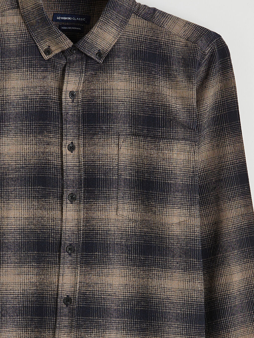 Bej Regular Fit Yün Karışımlı Erkek Gömlek-1