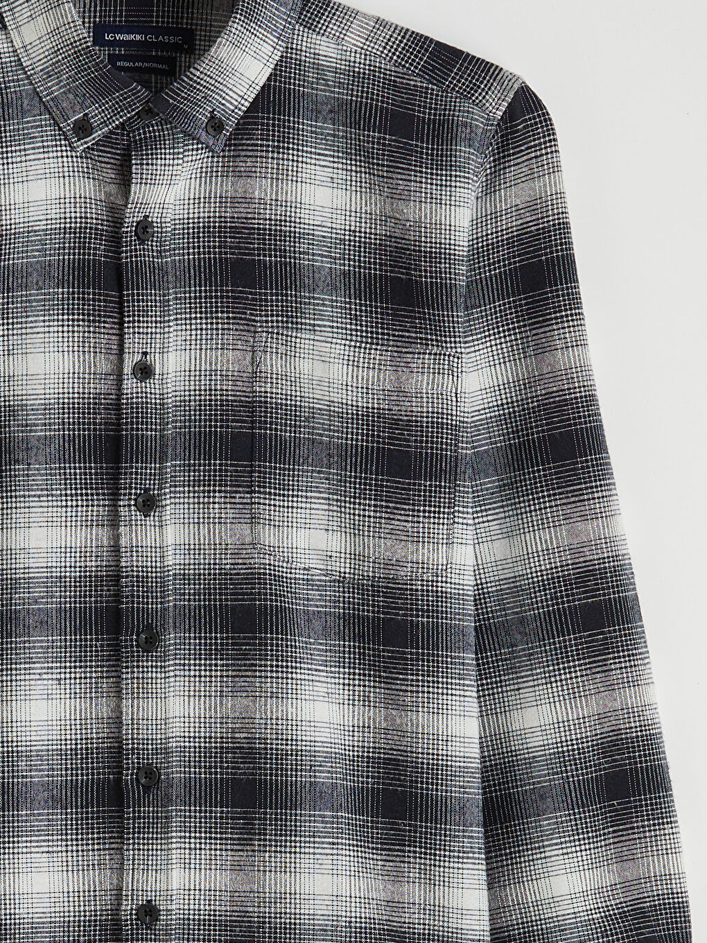 Siyah Regular Fit Yün Karışımlı Erkek Gömlek-1