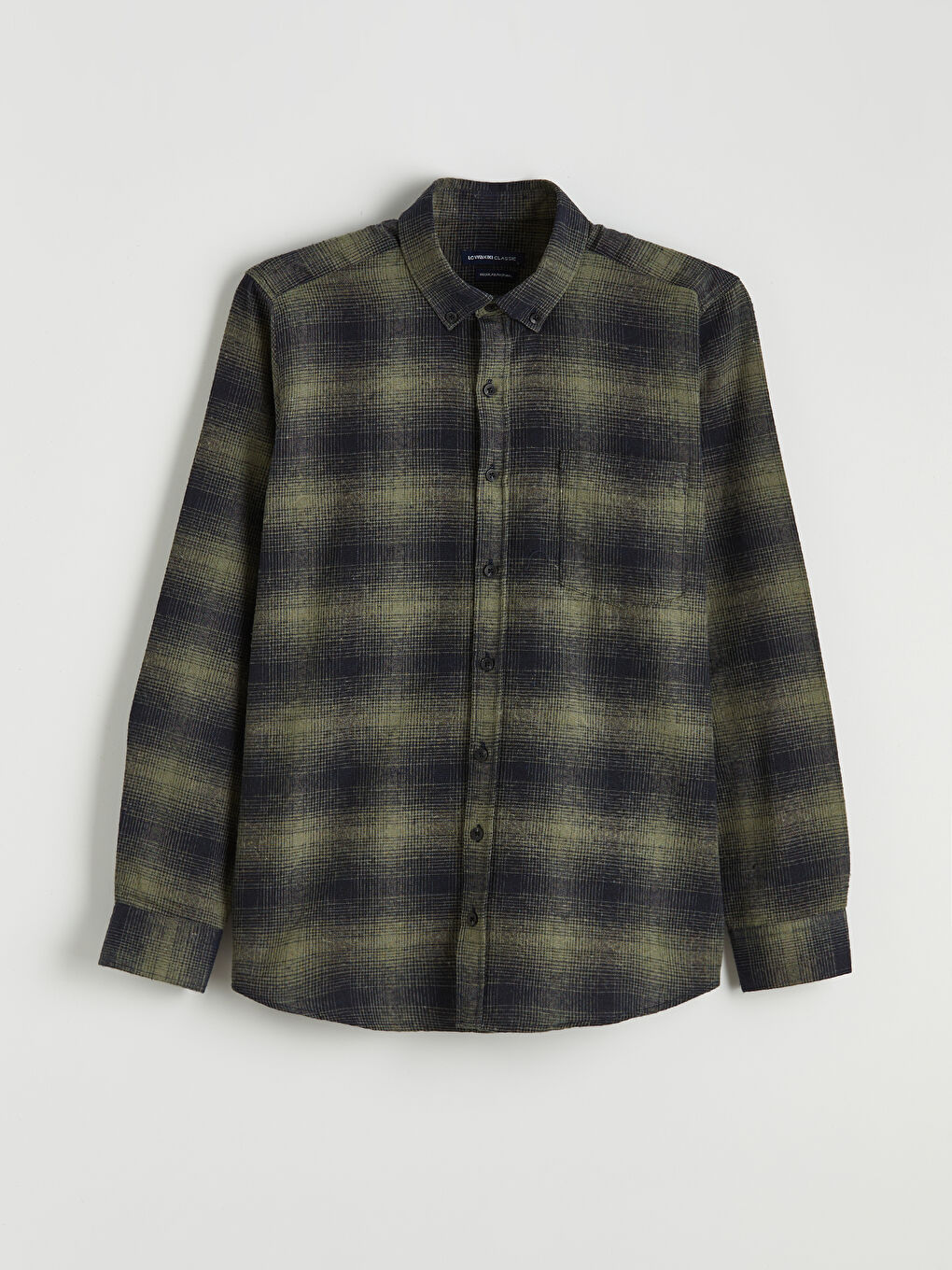 Haki Regular Fit Yün Karışımlı Erkek Gömlek