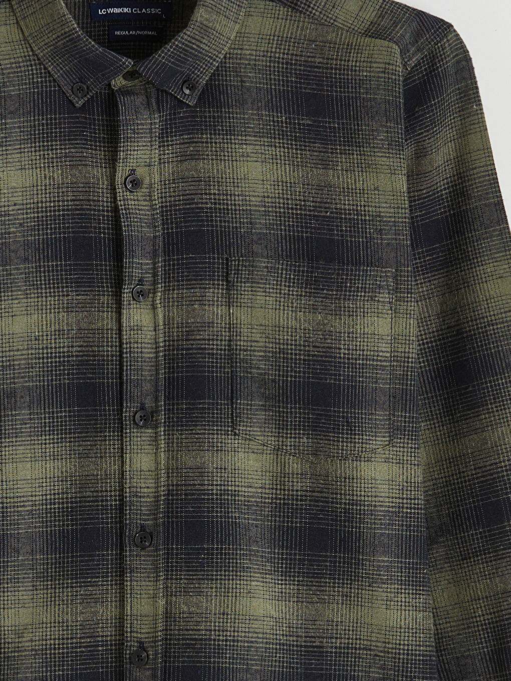 Haki Regular Fit Yün Karışımlı Erkek Gömlek-1