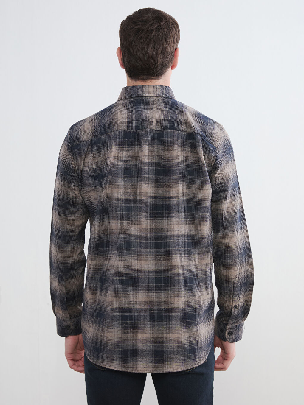 Bej Regular Fit Yün Karışımlı Erkek Gömlek-3