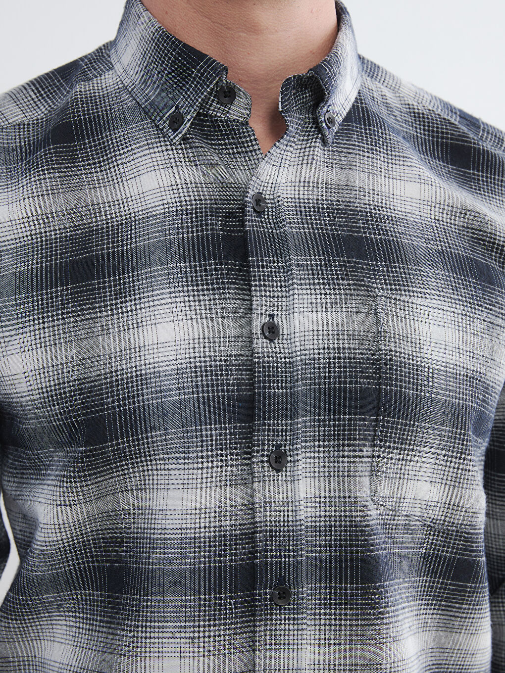 Siyah Regular Fit Yün Karışımlı Erkek Gömlek-2