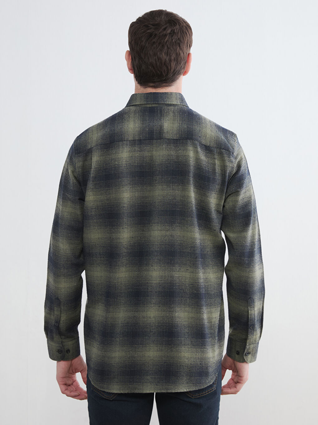 Haki Regular Fit Yün Karışımlı Erkek Gömlek-3