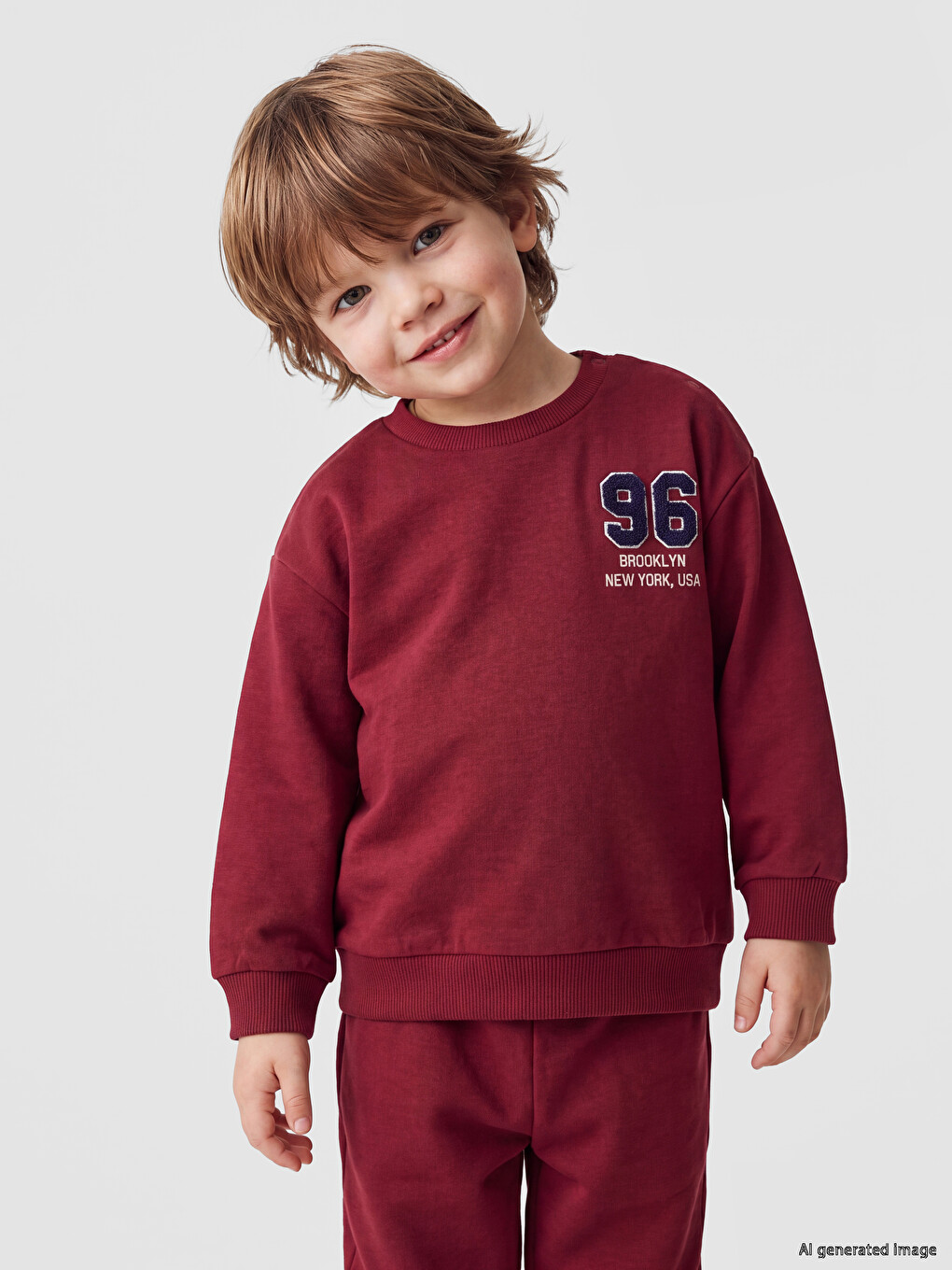 Bordo Nakışlı Erkek Bebek Takım