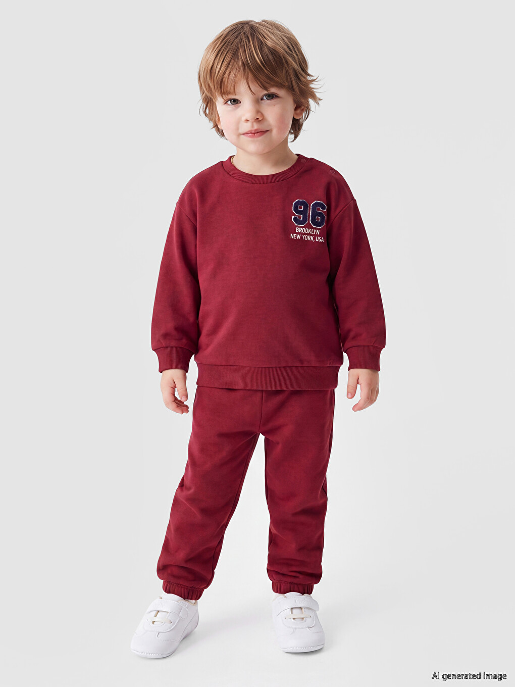 Bordo Nakışlı Erkek Bebek Takım-1