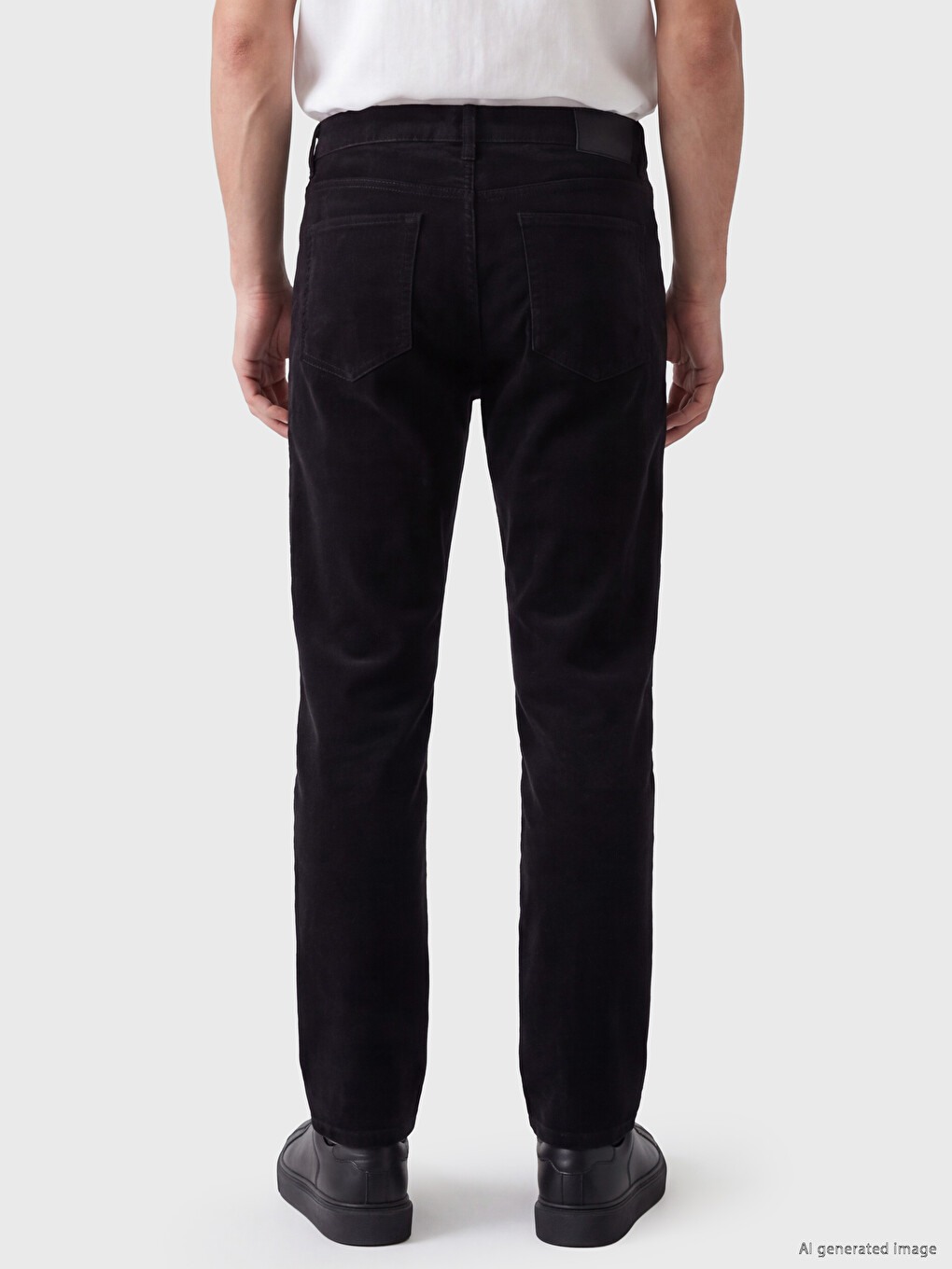 Siyah Regular Fit Kadife Erkek Chino Pantolon-2
